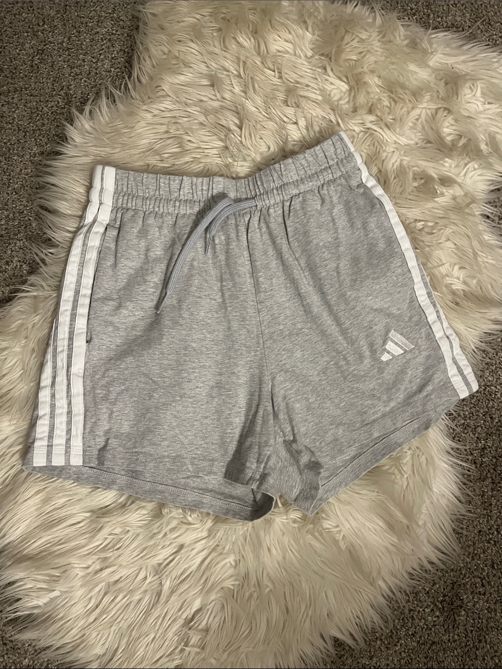adidas Gray Athletic Shorts with White Stripes